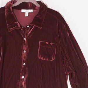 French Laundry Woman, Morun Velvet Button Up Shirt, 22/24